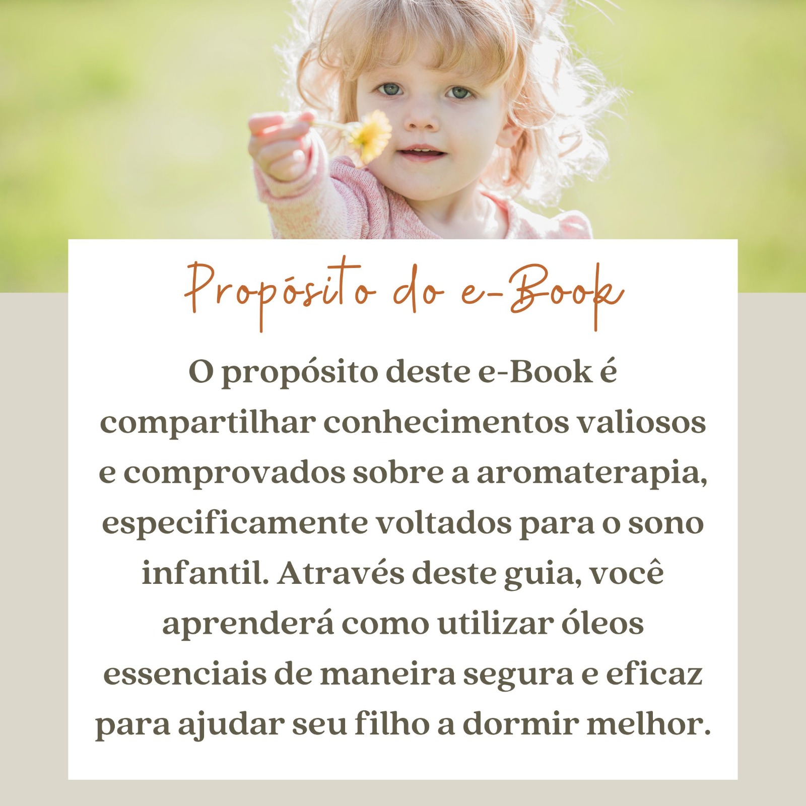 Propósito do e-book - Aromaterapia para sono infantil